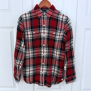 Ralph Lauren Women’s Red and Black Plaid Button Down Shirt XS Like New
